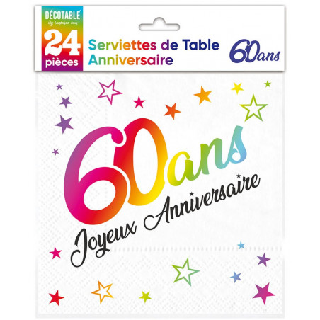 Serviettes papier 60 ans multico La table articles de fête