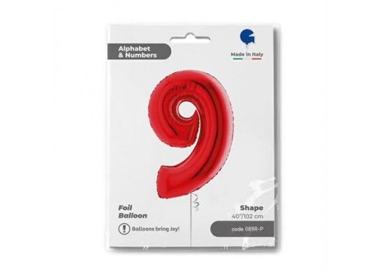 Ballon aluminium 9 rouge