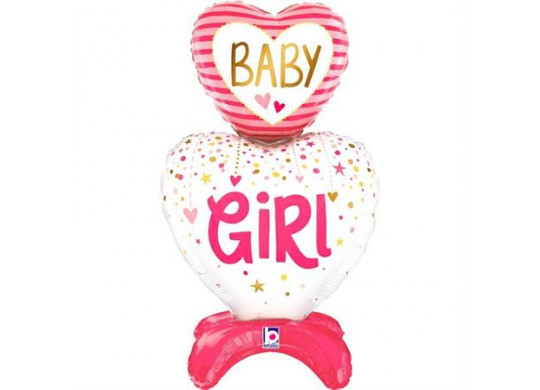 Ballon aluminium double coeur baby girl a poser