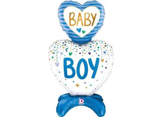 Ballon aluminium double coeur baby boy a poser