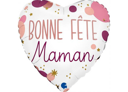 Ballon aluminium forme coeur bonne fete maman