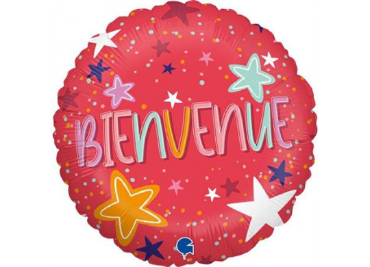 Ballon aluminium rond bienvenue rouge