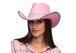 Chapeau cow girl rose strass