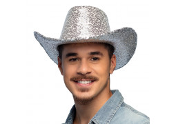 Chapeau cow boy sequins argent