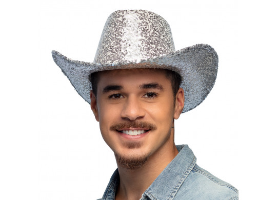 Chapeau cow boy sequins argent