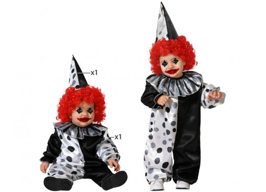 Costume baby clown noir/blanc