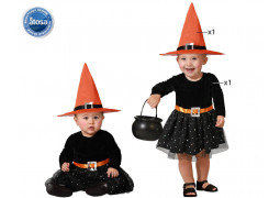 Costume baby sorcière noir/orange