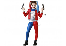 Costume enfant Harley Quinn legging rouge/bleu