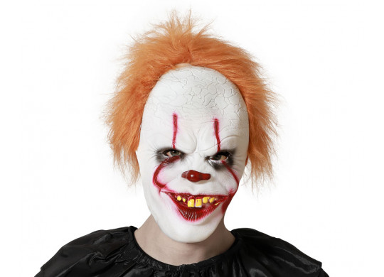 Masque adulte souple clown cheveux orange