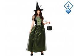 Costume femme sorcière robe longue verte