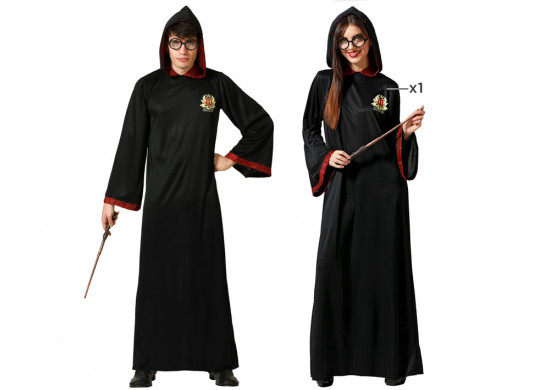 Costume mixte robe magicien bordeaux/noir