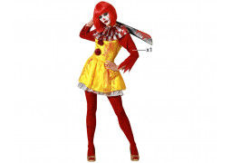 Costume femme clown robe jaune/rouge