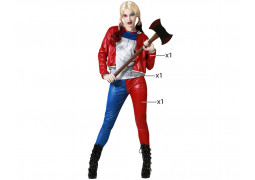 Costume femme Harley Quinn legging rouge/bleu