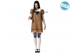 Costume femme poupée robe marron/bleu