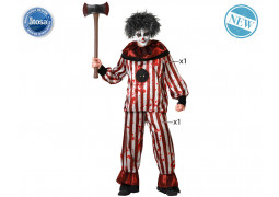 Costume homme clown rayé rouge/blanc