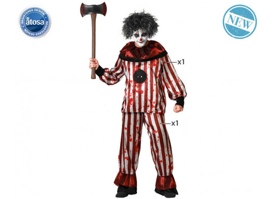 Costume homme clown rayé rouge/blanc