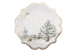 8 Assiettes Joyeux Noël paysage enneigé