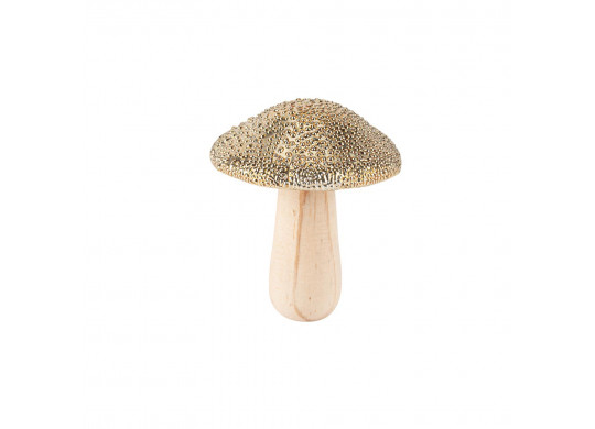 Champignon bois et céramique or 7,5cm