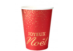 10 Gobelets rouges Joyeux Noël scintillant or