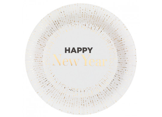 10 Assiettes blanches Happy new year