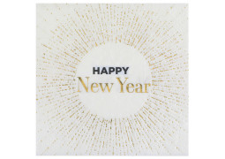 10 Serviettes blanches Happy new year