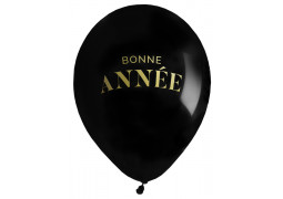 Ballons Bonne année golden noir/or x6