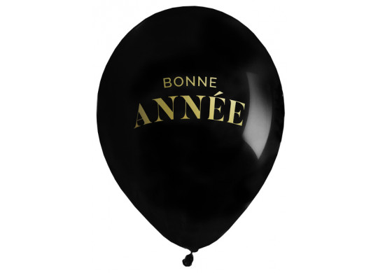 Ballons Bonne année golden noir/or x6