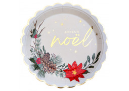 10 Assiettes blanches Joyeux Noël sous bois