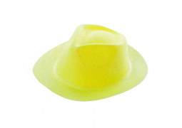 Chapeau plastique borsalino pailleté jaune fluo