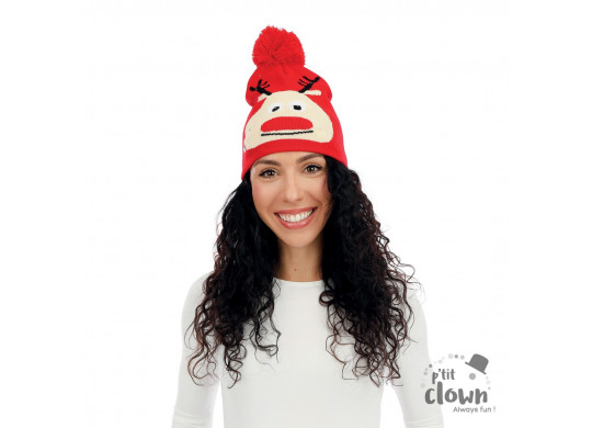 Bonnet tricot lumineux renne