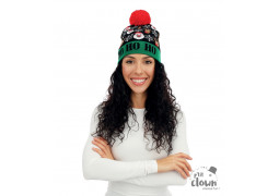 Bonnet tricot lumineux Père Noël hohoho