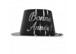 Chapeau plastique borsalino Bonne année noir/argent