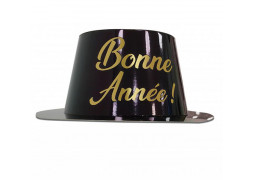 Chapeau plastique borsalino Bonne année noir/or