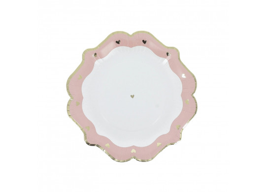 Assiettes GM bapteme rose x8