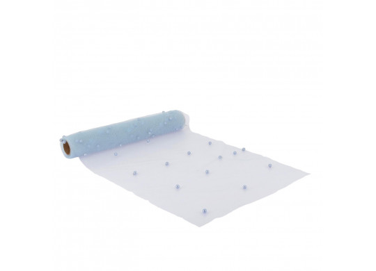 Chemin de table organza bleu et perles