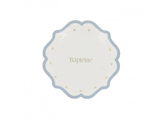 Assiettes PM bapteme bleu x8