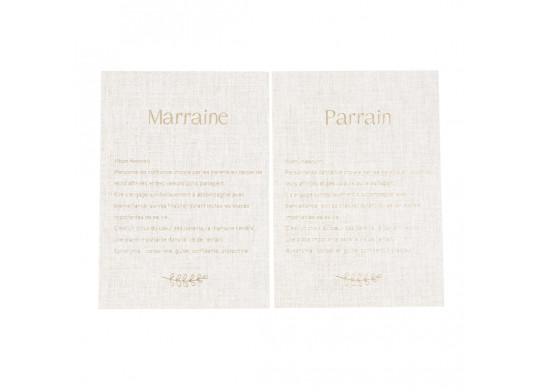 Cartes parrain/marraine communion lin x2