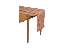 Chemin de table gaze de coton froisse vieux rose