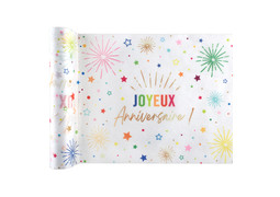 Chemin de table anniversaire festicolor blanc