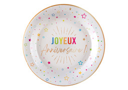 Assiettes GM anniversaire festicolor blanc x6