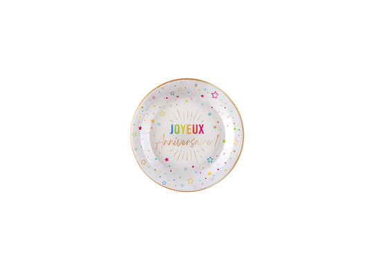 Assiettes GM anniversaire festicolor blanc x6