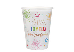 Gobelets anniversaire festicolor blanc x6