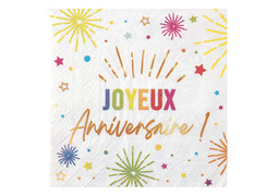 Serviettes anniversaire festicolor blanc x12