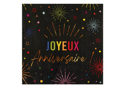 Serviettes anniversaire festicolor noir x12