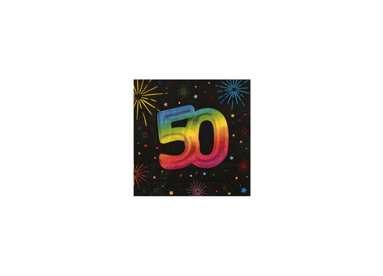 Serviettes 50 ans festicolor noir x12