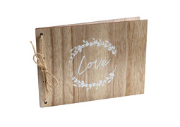 Livre d'or bois mariage naturel